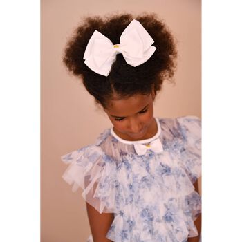 Girls White Bow Hairclip