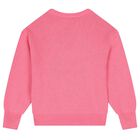 Girls Pink Tiger Logo Knitted Jumper, 1, hi-res
