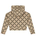 Girls Beige Logo Hooded Zip Up Top, 1, hi-res