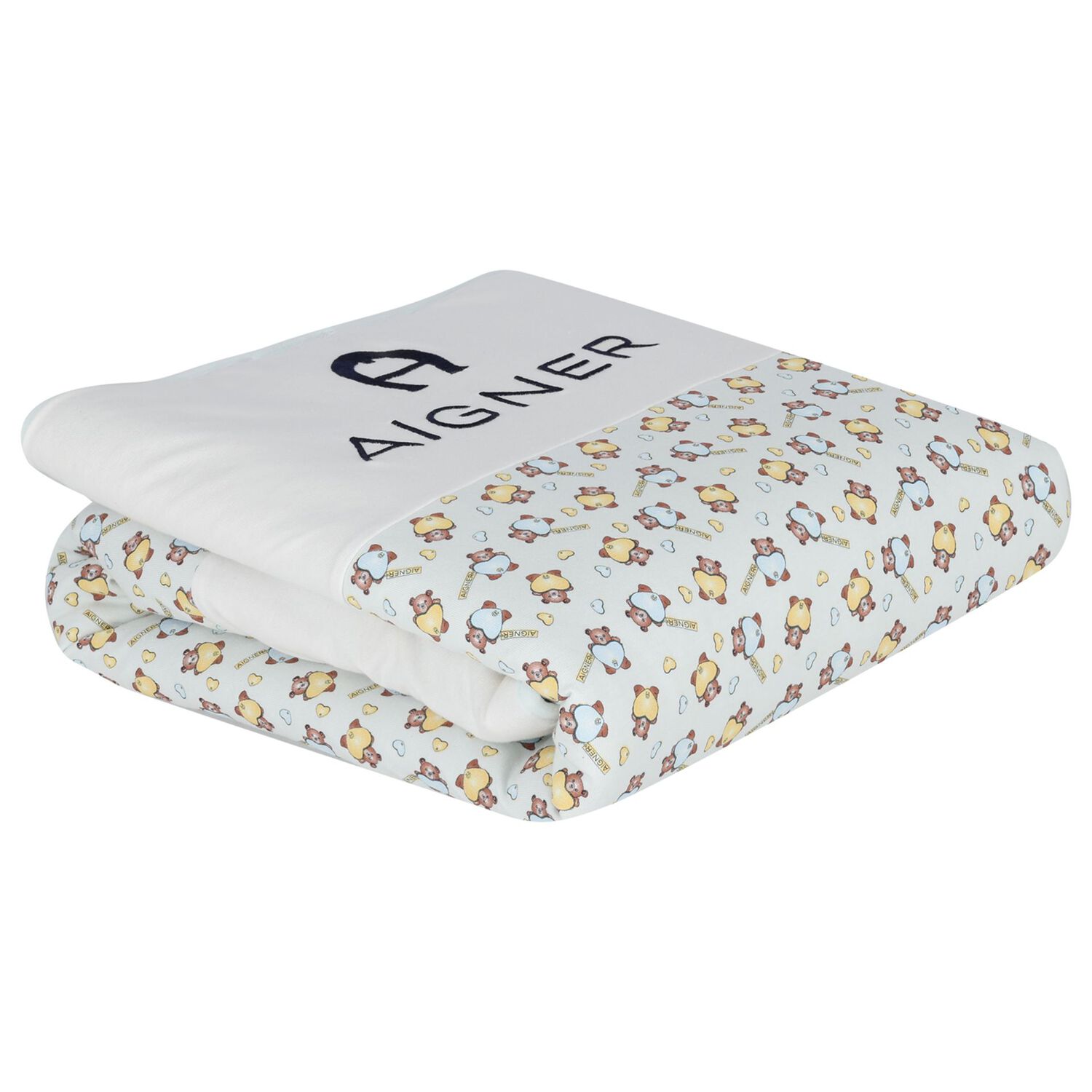 بطانية بشعار دب تيدي باللون أزرق وأبيض للأولاد , 1, hi-res