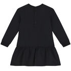 Younger Girls Black Teddy Bear Logo Dress, 4, hi-res