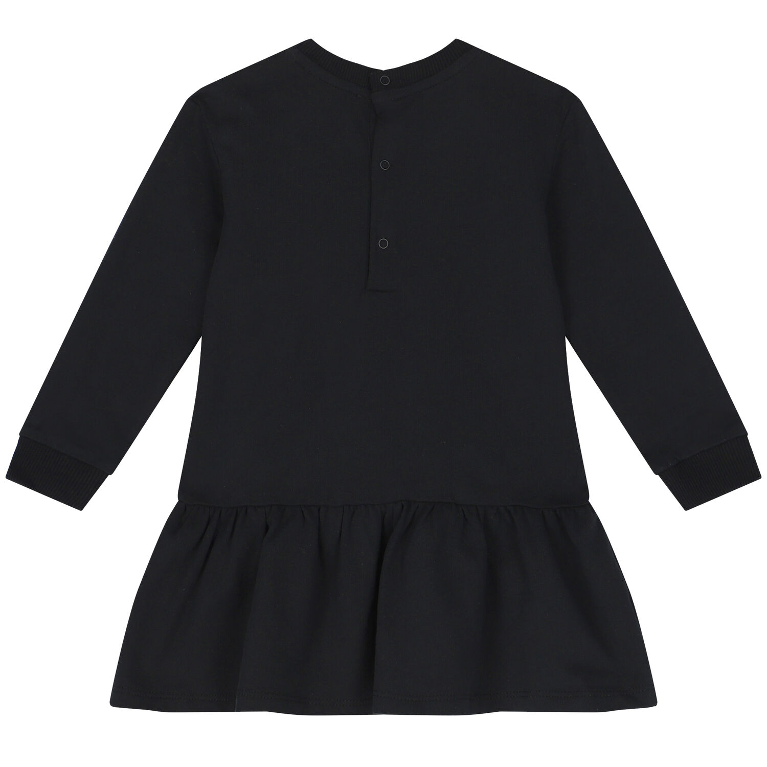 Younger Girls Black Teddy Bear Logo Dress, 4, hi-res