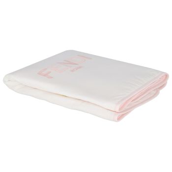 Baby Girls Ivory & Pink Logo Blanket