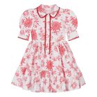 Girls White & Red Floral Dress , 2, hi-res