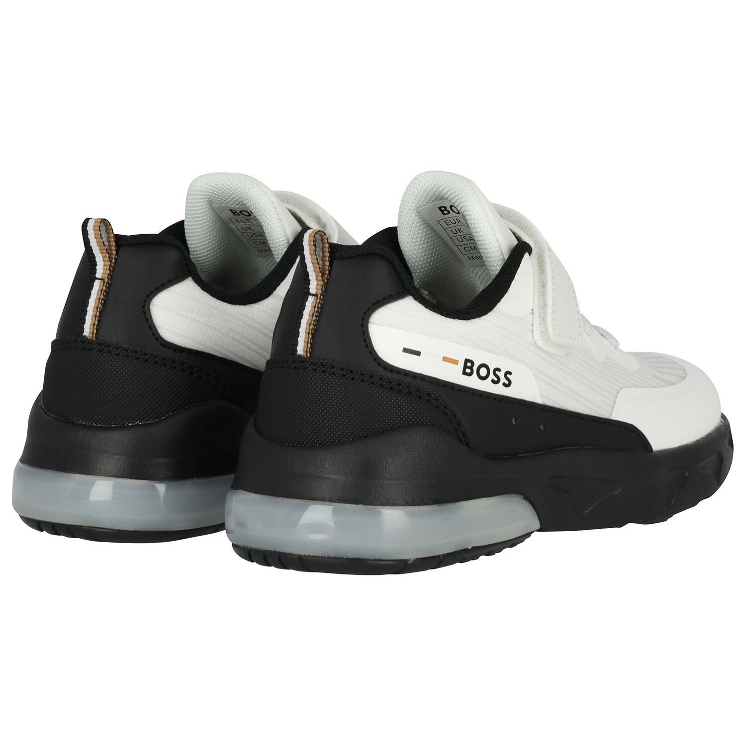 Boys White Logo Trainers, 1, hi-res