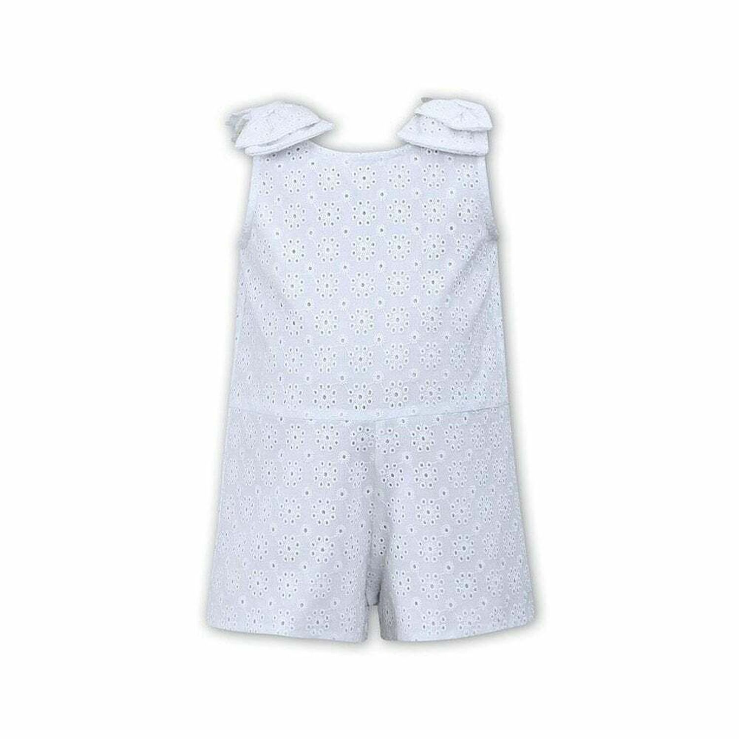 Girls White Broderie Anglais Playsuit, 1, hi-res image number null