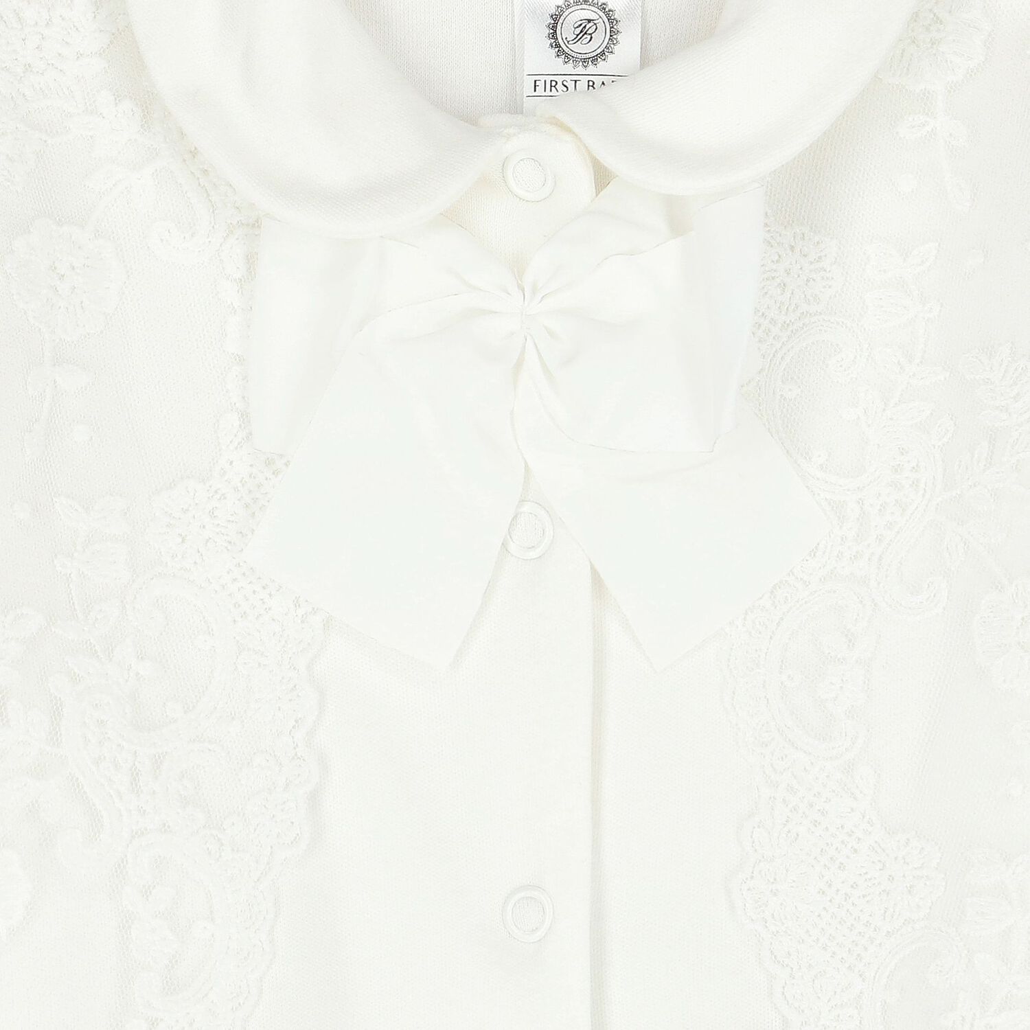 Baby Girls Ivory Bow Babygrow, 1, hi-res image number null