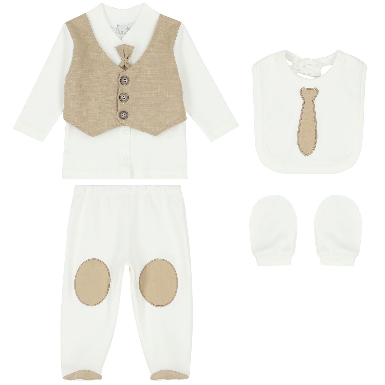 Baby Boys Ivory & Beige 4-Piece Set, 1, hi-res image number null