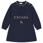 Girls Navy Blue Logo Dress, 1, hi-res