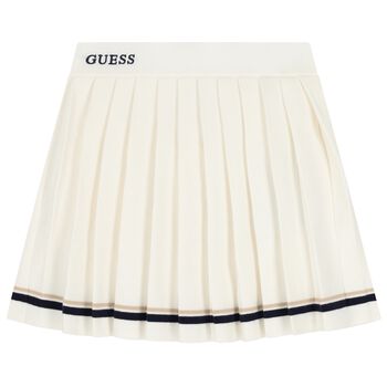 Girls Ivory Logo Knitted & Pleated Skirt 