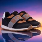 Boys Black Logo Trainers, 1, hi-res