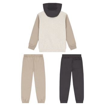 Boys Beige Hooded Tracksuit Set