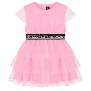 Girls Pink Logo Tulle Dress