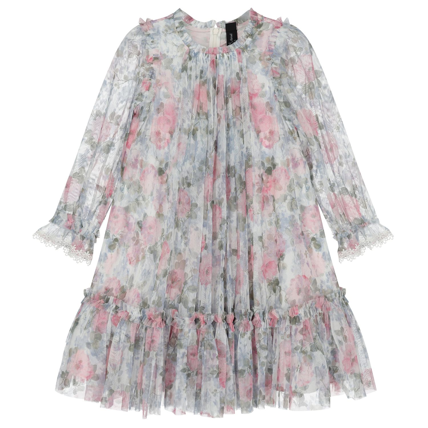 فستان تول زهري للبنات باللونين الوردي والأزرق, 1, hi-res