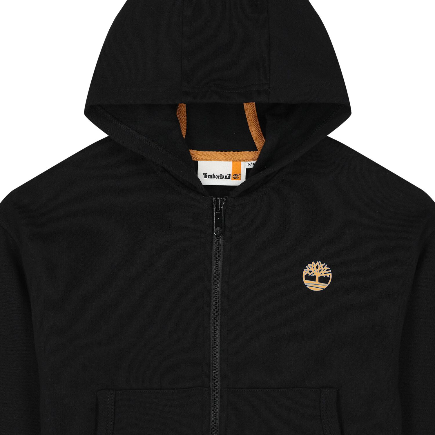 Boys Black Logo Hooded Zip Up Top, 1, hi-res