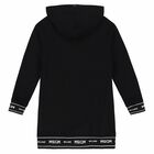 Girls Black Logo Hooded Dress, 1, hi-res