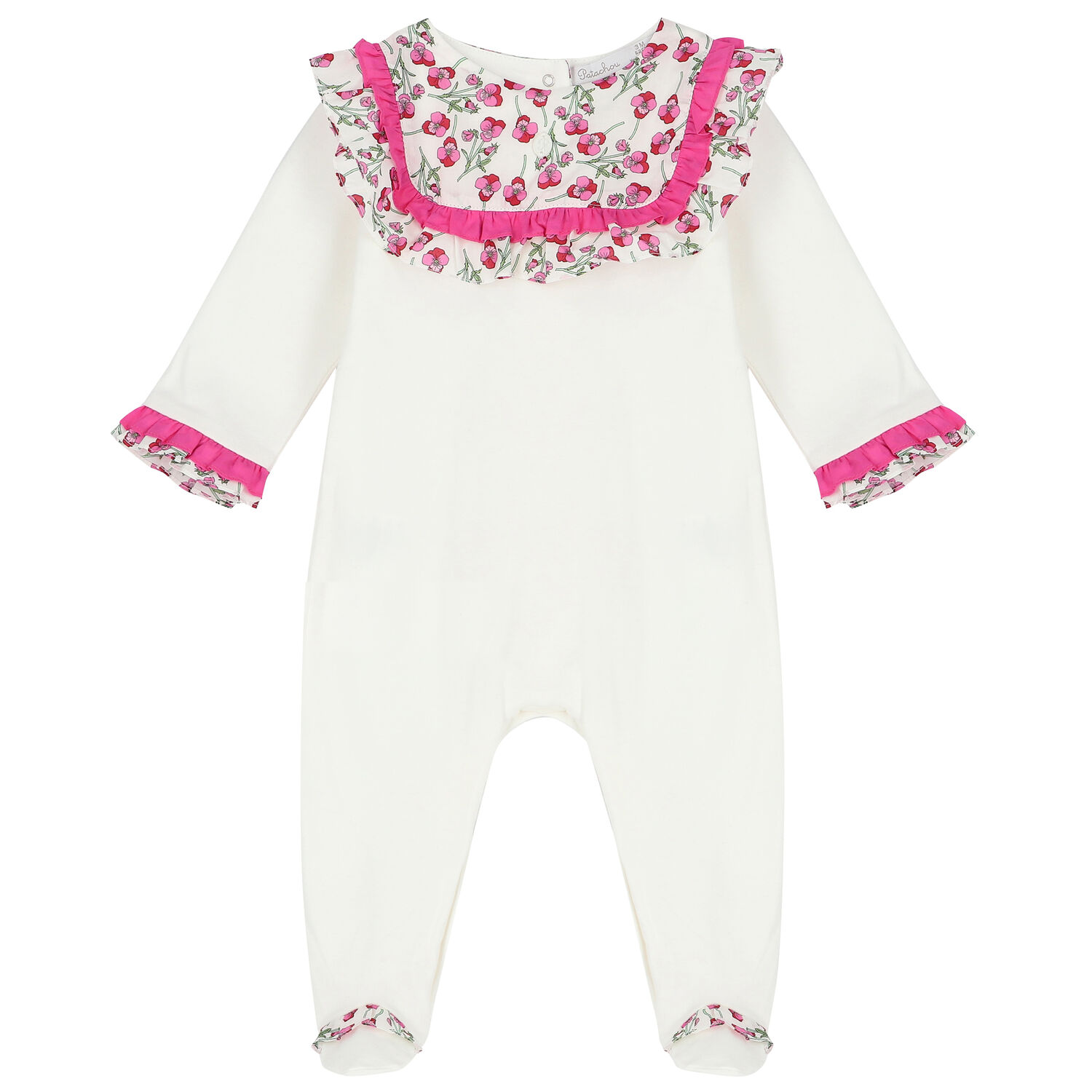 Baby Girls White & Pink Liberty Babygrow, 1, hi-res
