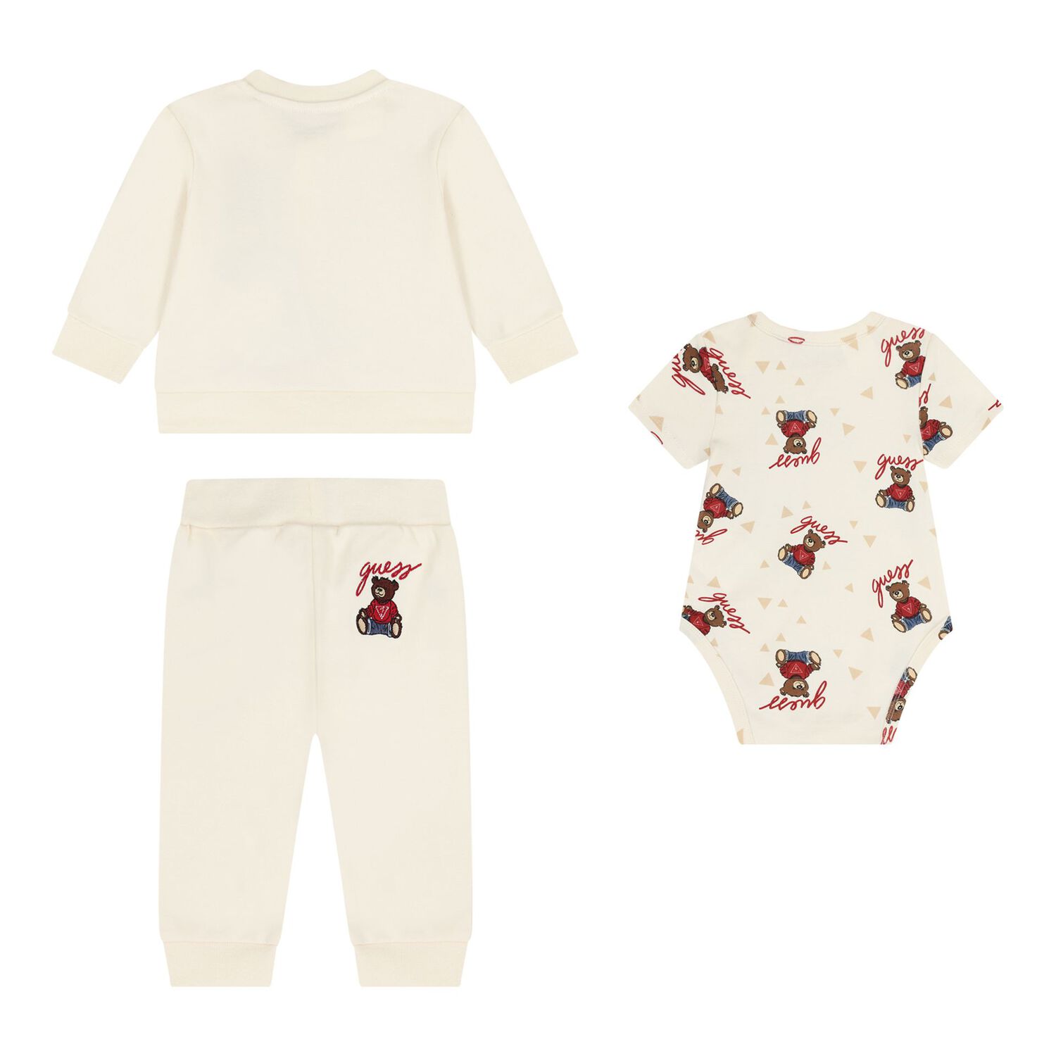 Ivory Teddy Bear Logo Baby Tracksuit Set, 1, hi-res