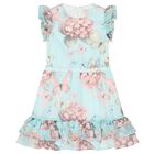 فستان شيفون للبنات بطبعة الزهور المائية  , 3, hi-res