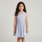 Girls White & Blue Striped Dress, 1, hi-res
