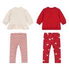 Baby Girls Red & Ivory Leggings Set, 2, hi-res