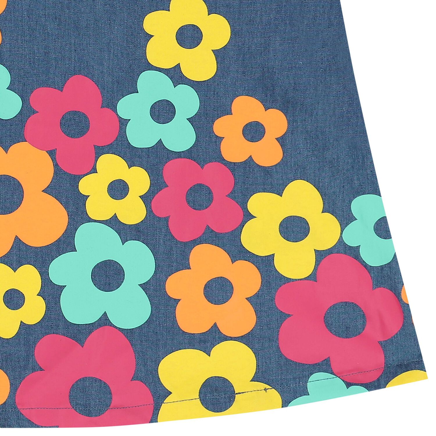 فستان بنات دنيم بالشعار , 1, hi-res