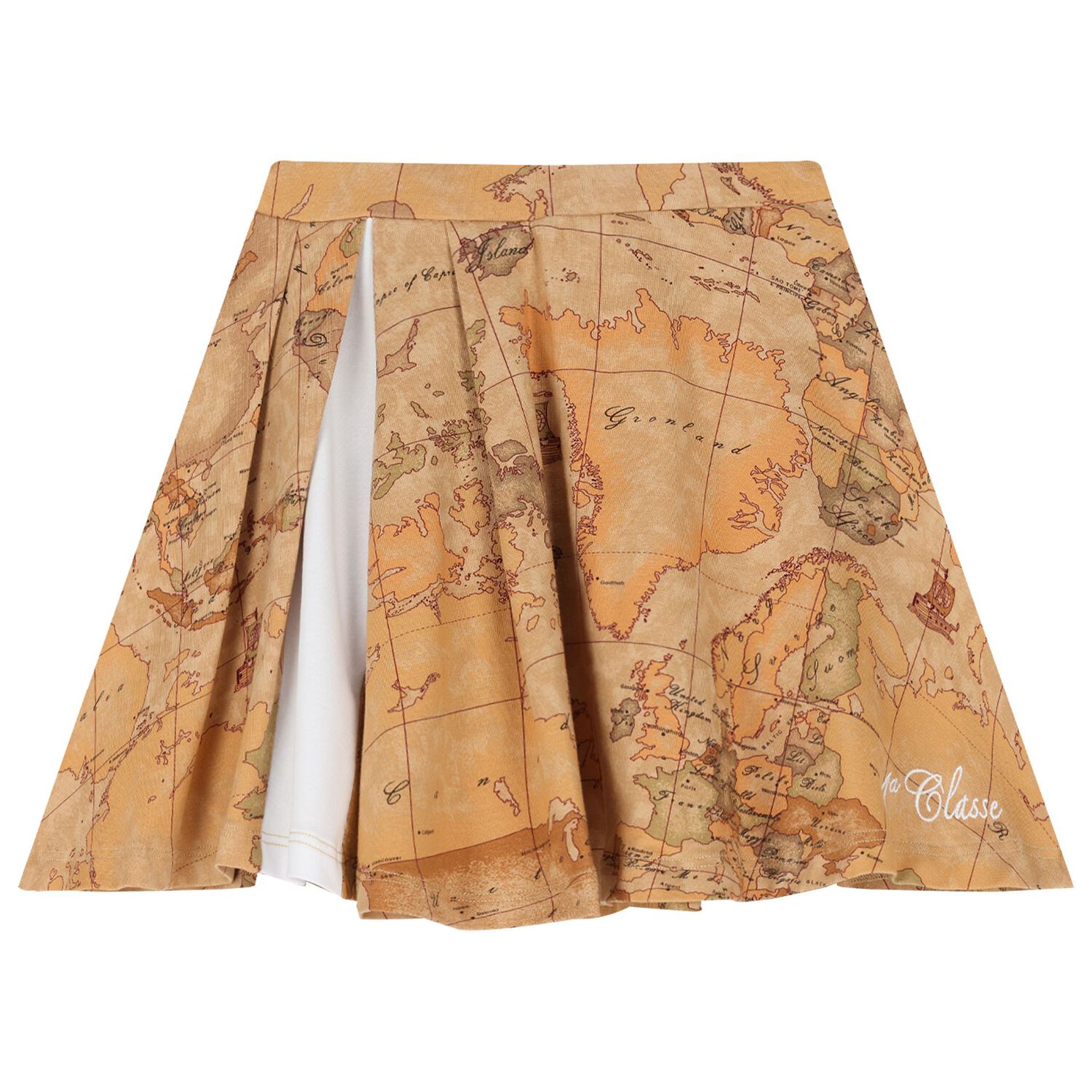 طقم تنورة خريطة جغرافية باللونين الأبيض والبيج للبنات, 1, hi-res image number null