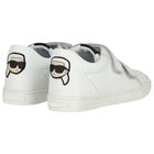 Boys White Ikonik Karl Logo Trainers, 1, hi-res