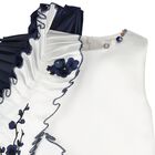 Girls White & Navy Blue Ruffled Dress, 1, hi-res