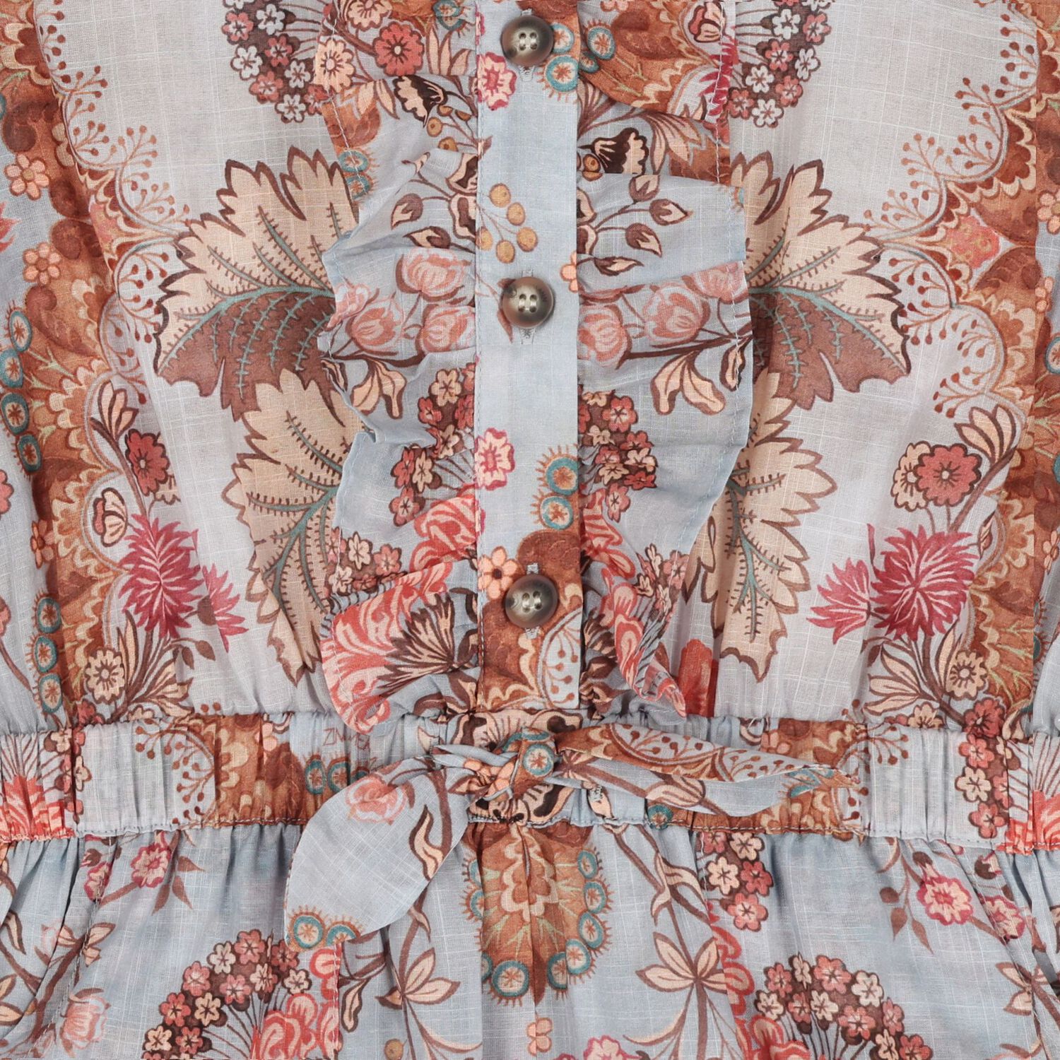 جمبسوت بناتي باللون الازرق مزين بالزهور والكشكشة, 1, hi-res