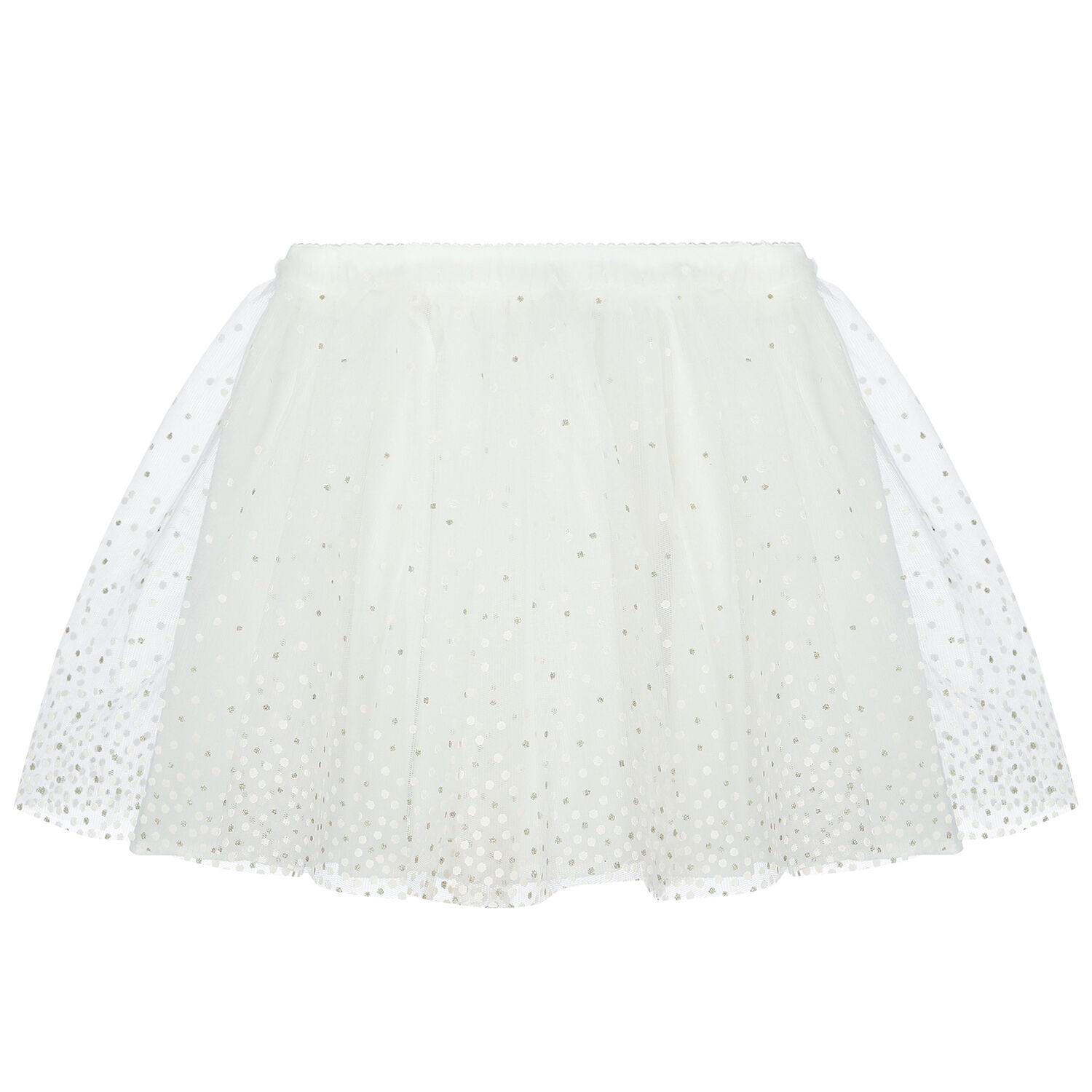 Girls White Tulle Skirt, 1, hi-res