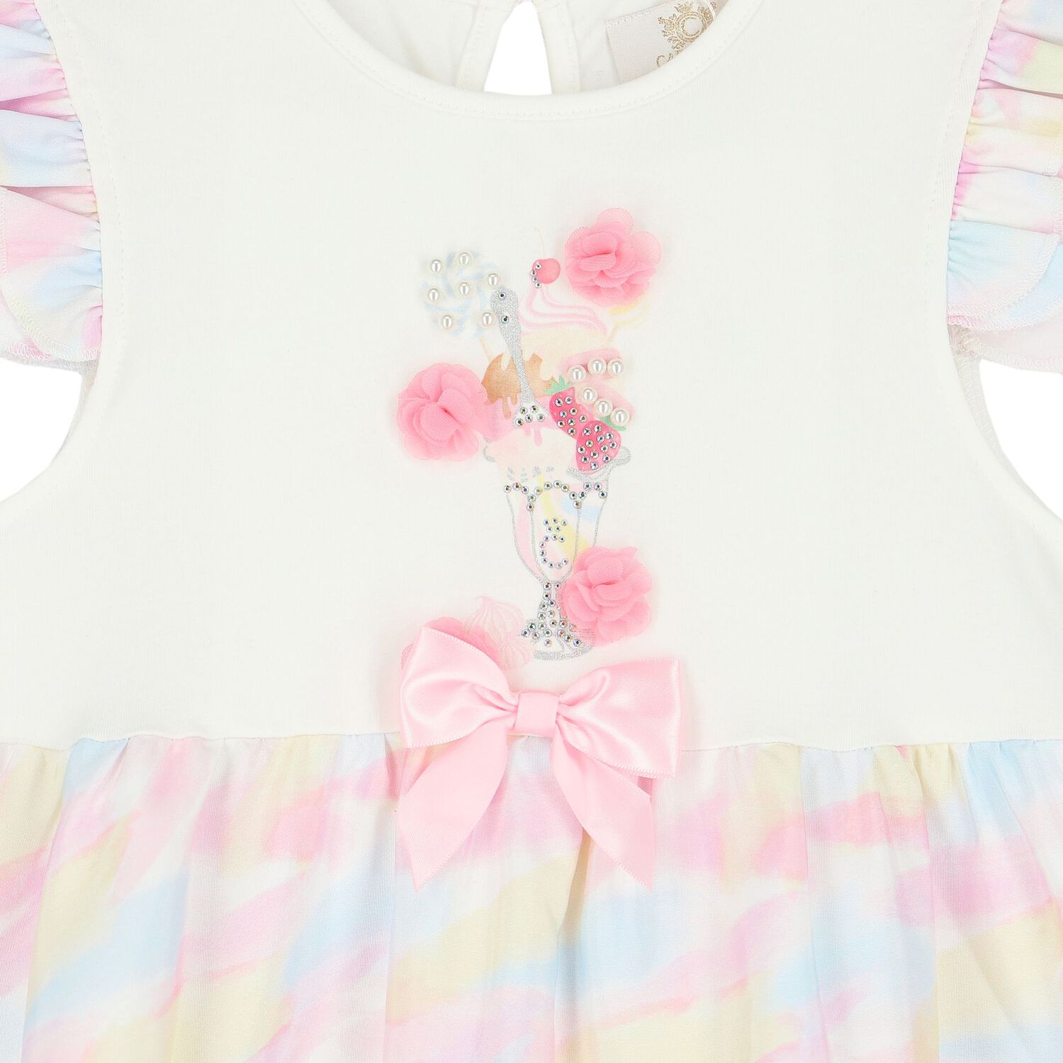 Girls Ivory, Pink, Yellow & Blue Ice Cream Dress, 1, hi-res