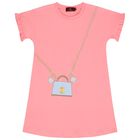 Girls Pink Logo Bag Dress, 3, hi-res