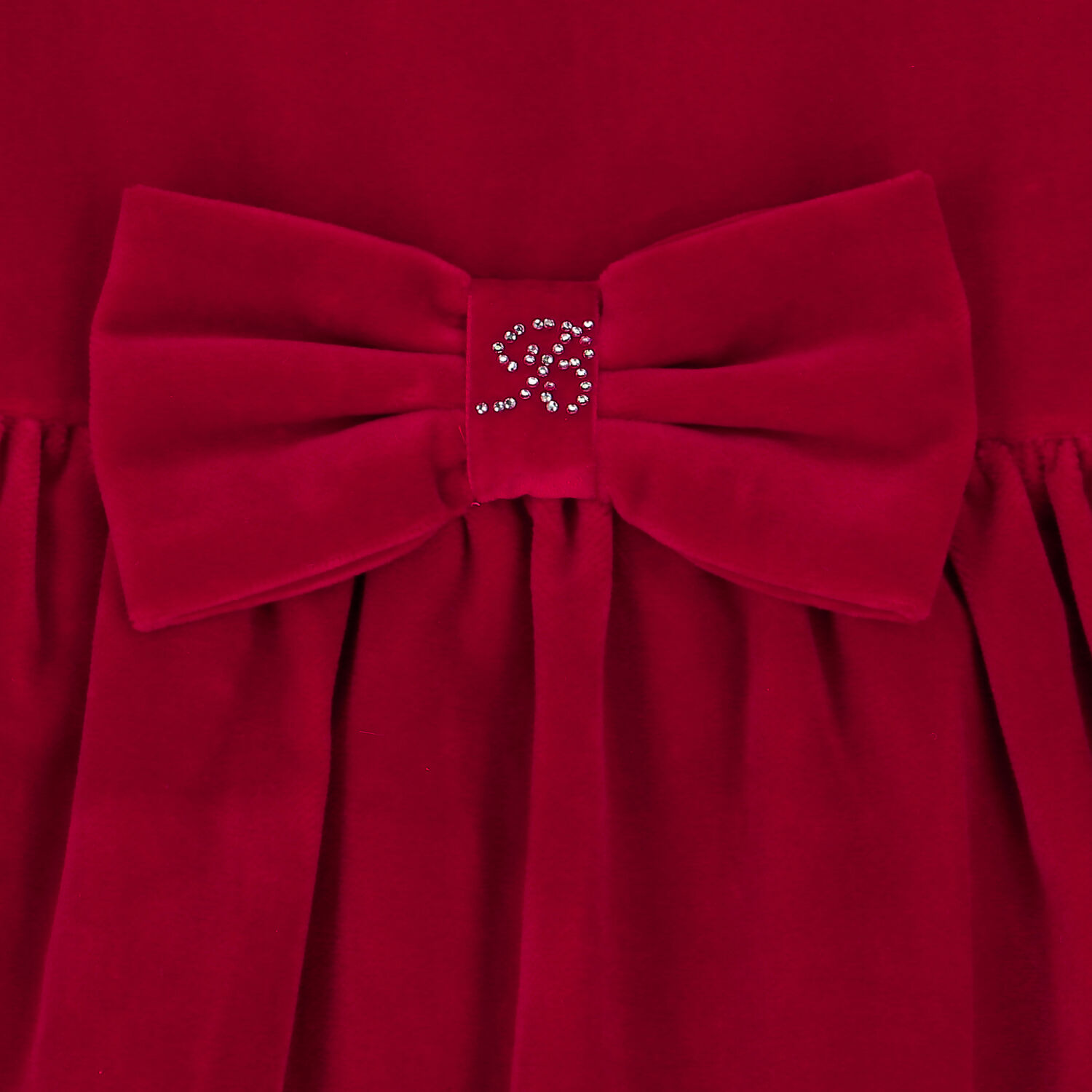 Girls Red Velvet Bow Dress, 1, hi-res