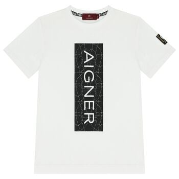 تي شيرت أبيض بشعار للأولاد