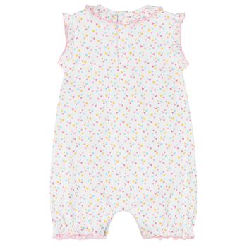 Baby Girls White & Pink Heart Romper