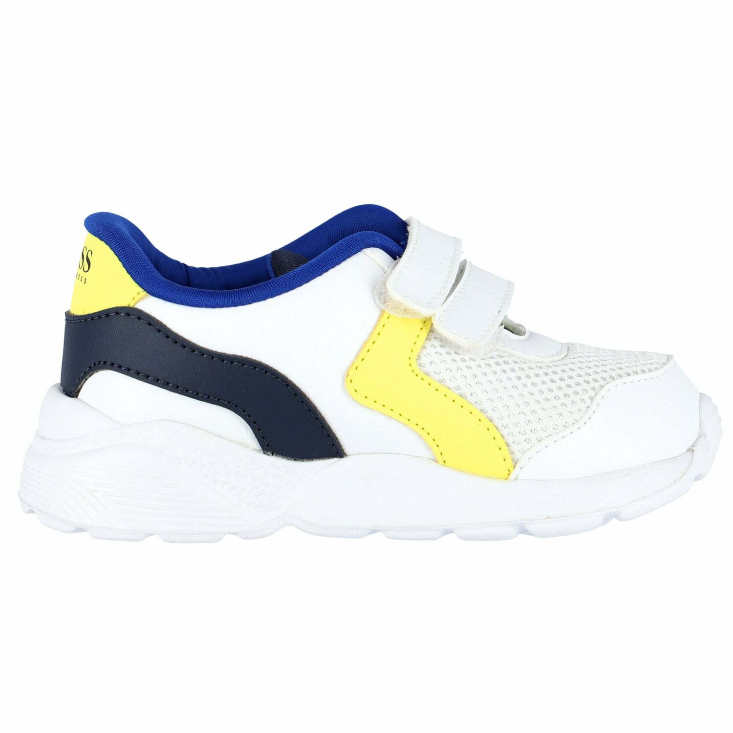 Younger Boys White Velcro Trainers, 2, hi-res