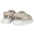 Beige & White Logo Sandals, 1, hi-res