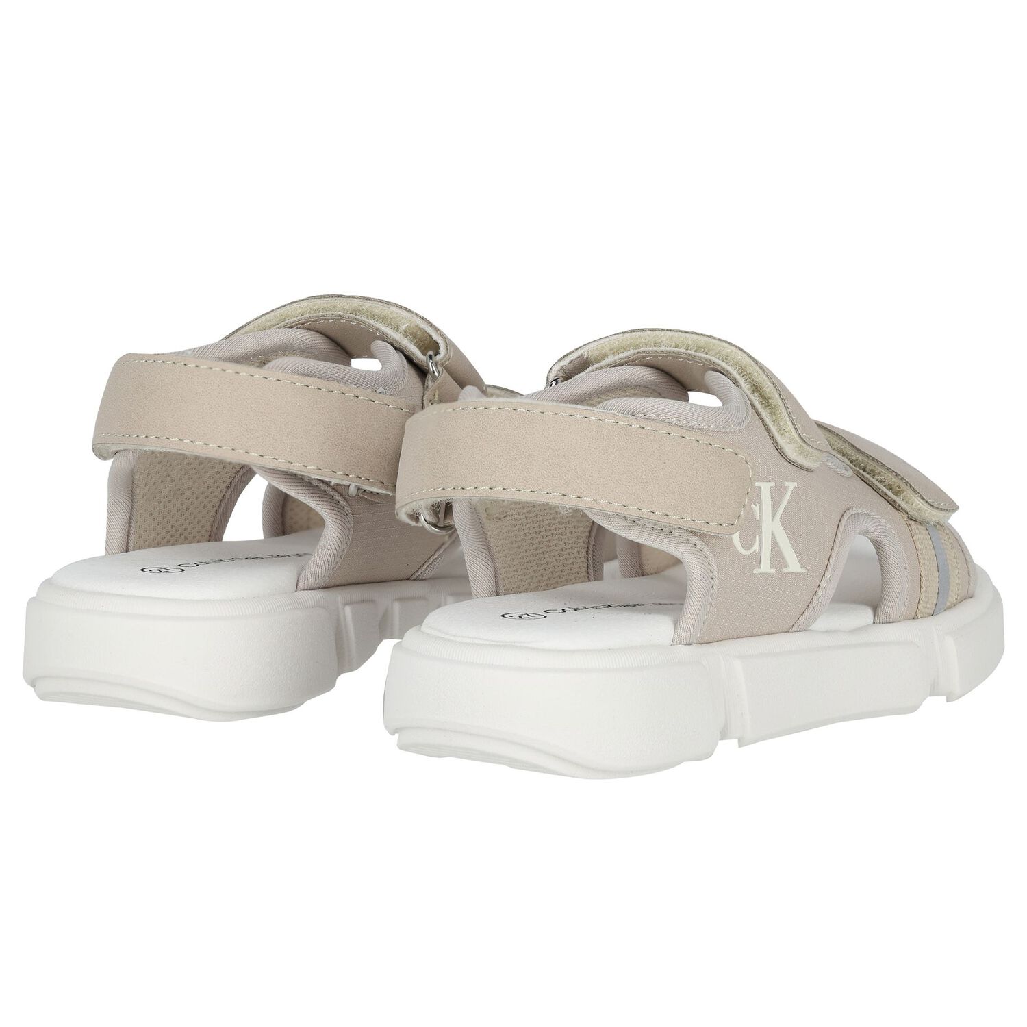 Beige & White Logo Sandals, 1, hi-res image number null