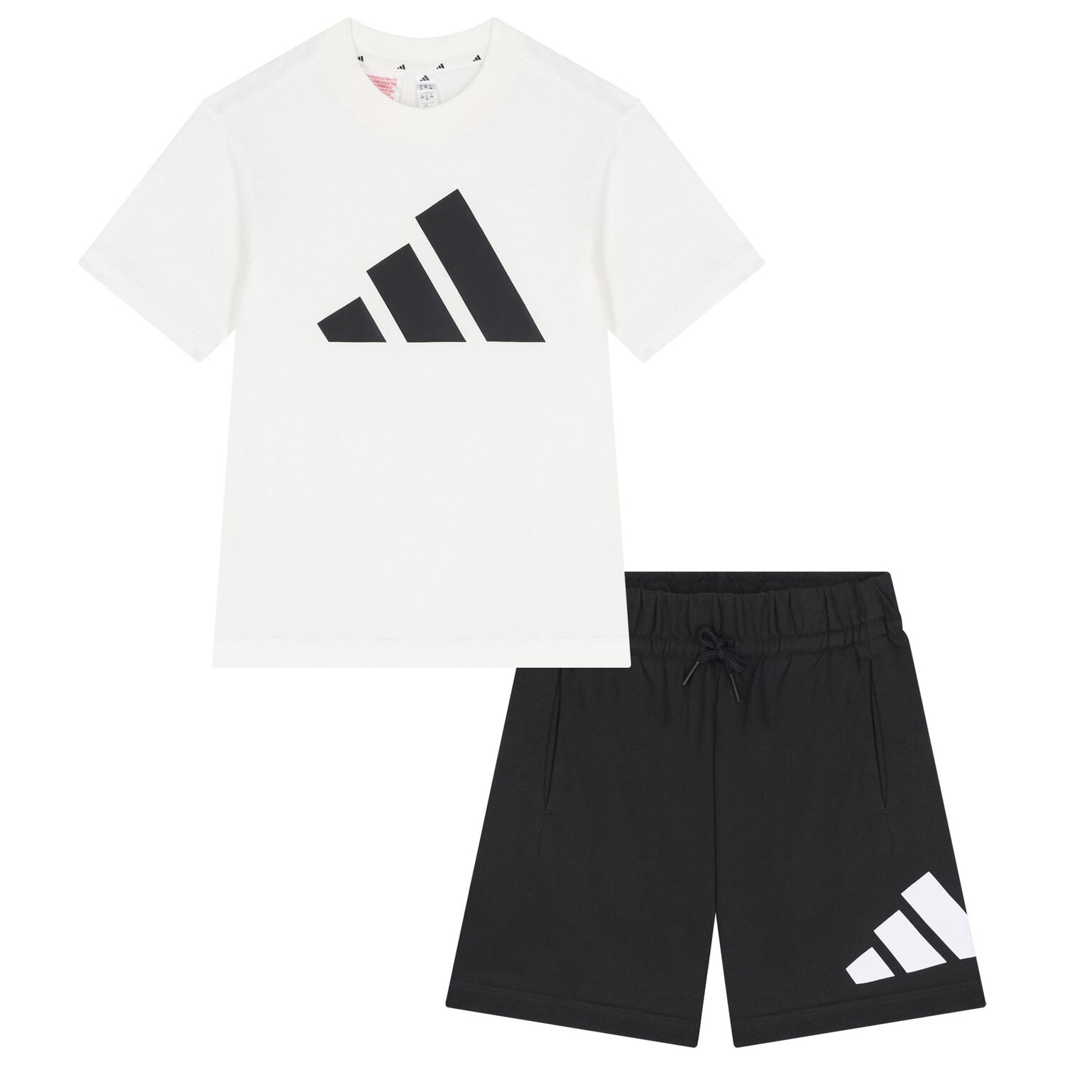 White & Black Logo Shorts Set, 1, hi-res