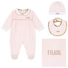 طقم هدية مدس للبنات بطبعة الخريطة باللون الأبيض و الوردى, 1, hi-res