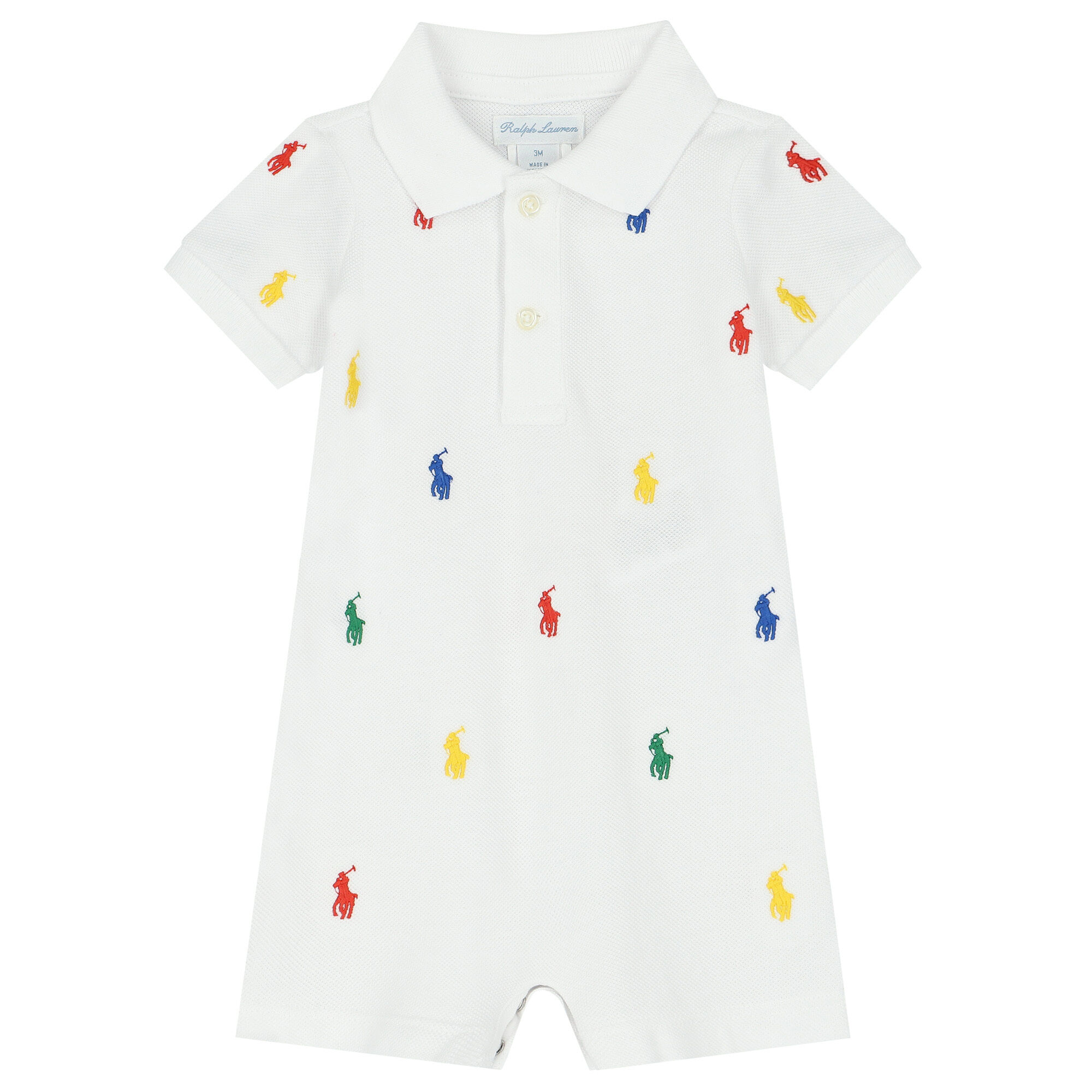 Ralph Lauren Baby Boys White Logo Polo Romper Junior Couture QA