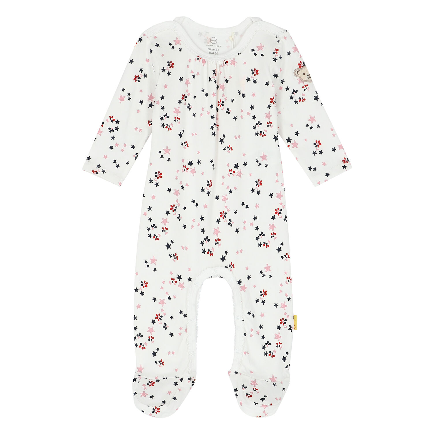 Baby Girls White Stars Babygrow, 1, hi-res image number null