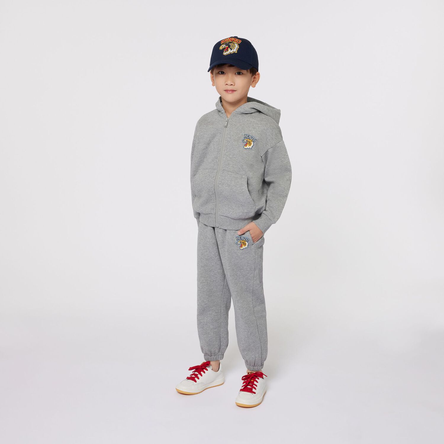 Boys Grey Tiger Logo Tracksuit, 1, hi-res image number null