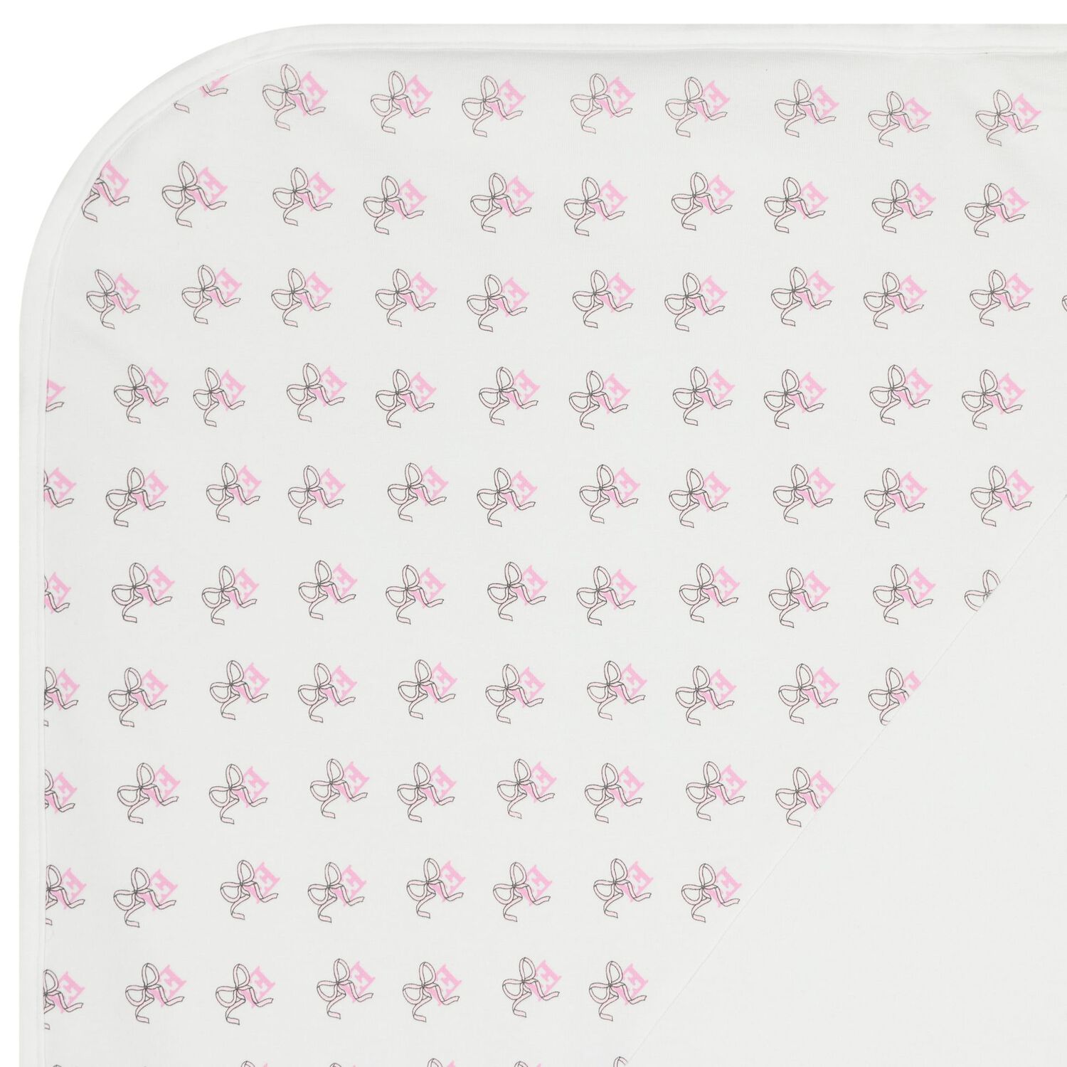 Baby Girls White & Pink Bow Logo Blanket, 1, hi-res