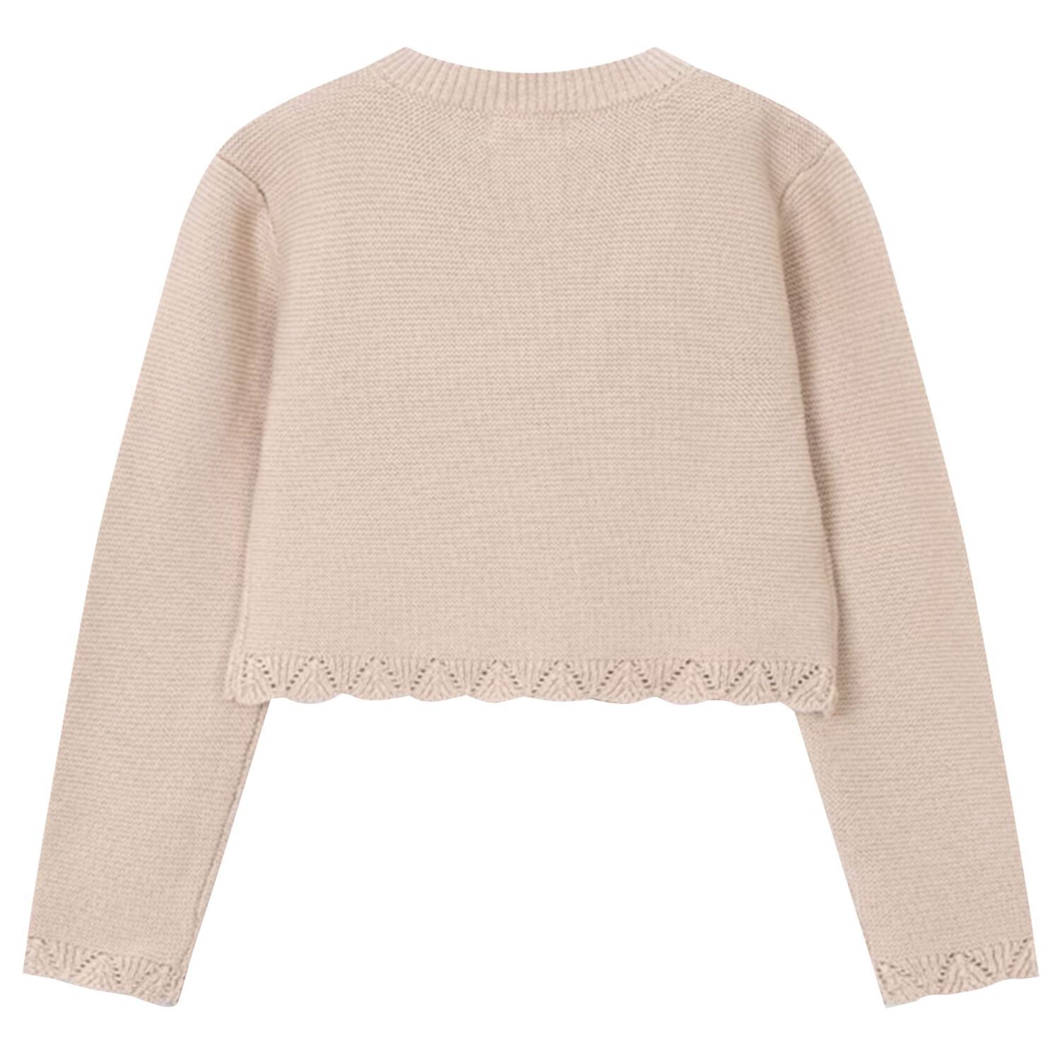 Girls Beige Knitted Cardigan, 3, hi-res
