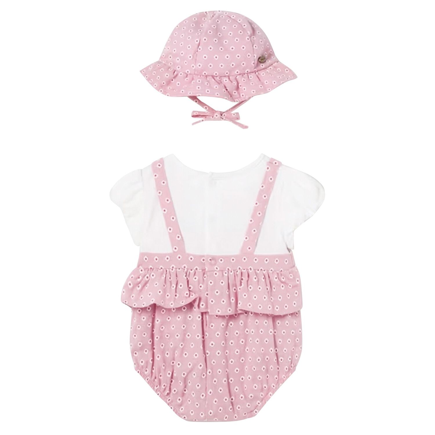Baby Girls Pink & White Romper & Hat Set, 1, hi-res image number null