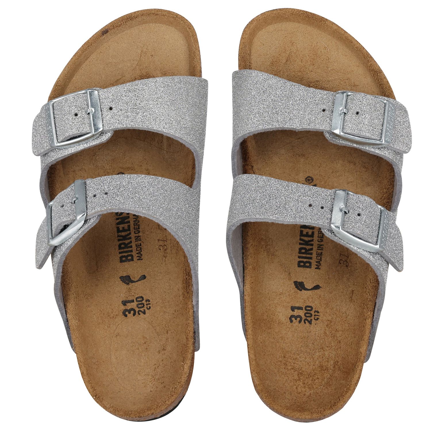 Girls Sparkling Silver Arizona Sandals , 1, hi-res