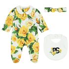 Baby Girls Yellow & White Floral Babygrow Gift Set, 1, hi-res