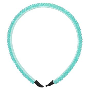 طوق شعر للبنات مطرز باللون الأزرق 